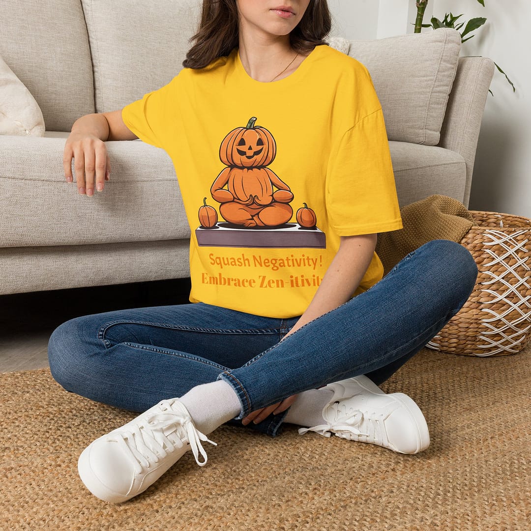 Pumpkin Meditation T-Shirt — with words - Image 2
